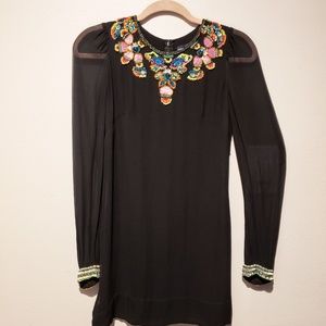 French Connection Long Sleeve Beaded Dress